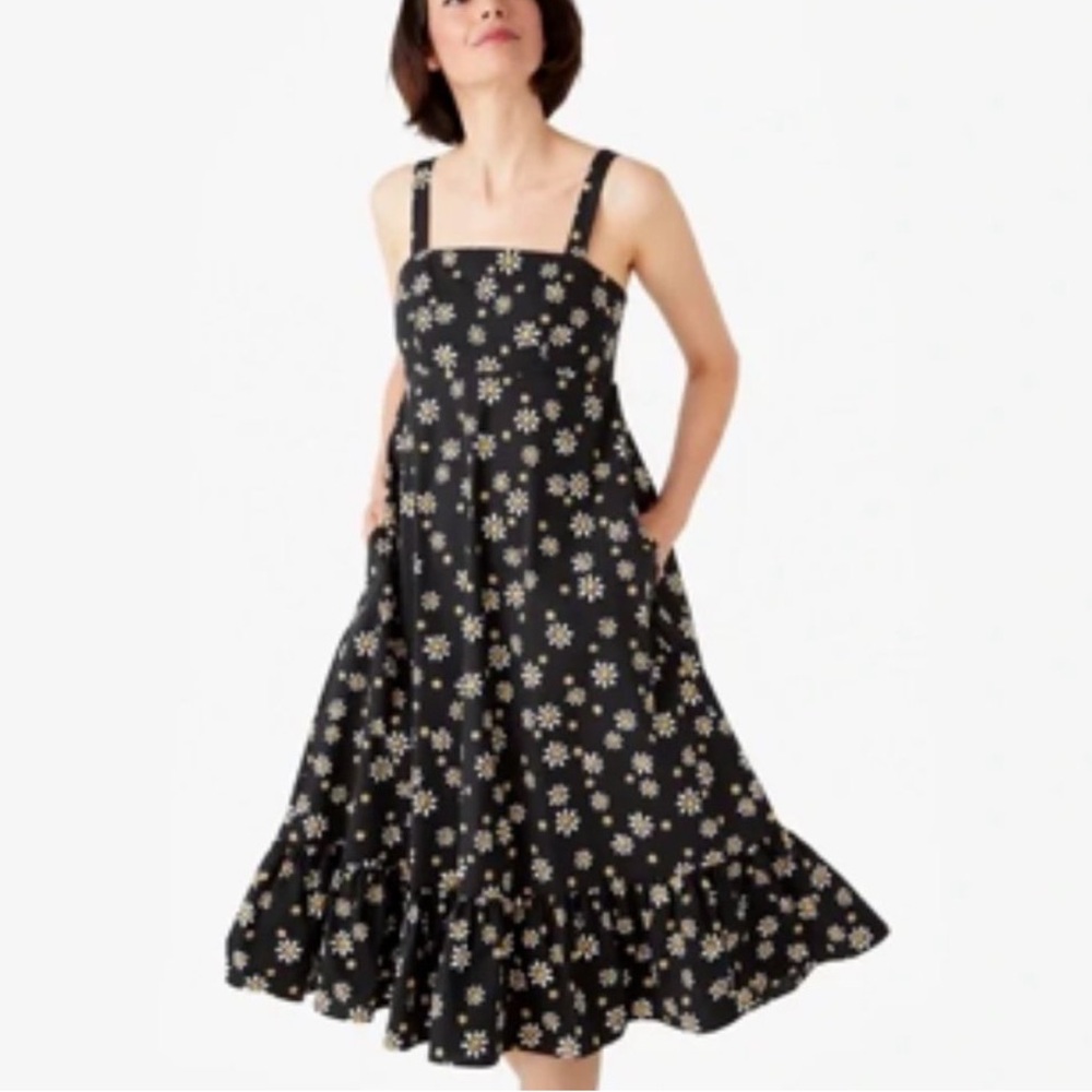 Kate spade al fresco daisy Floral Black Dress small